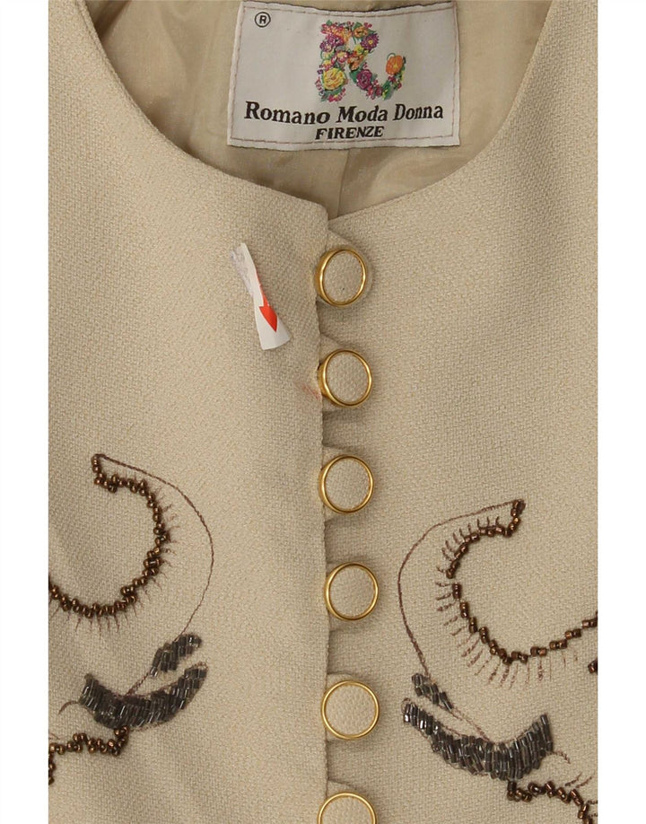 veste blazer graphique femme vintage IT 42 imprimé animal beige moyen