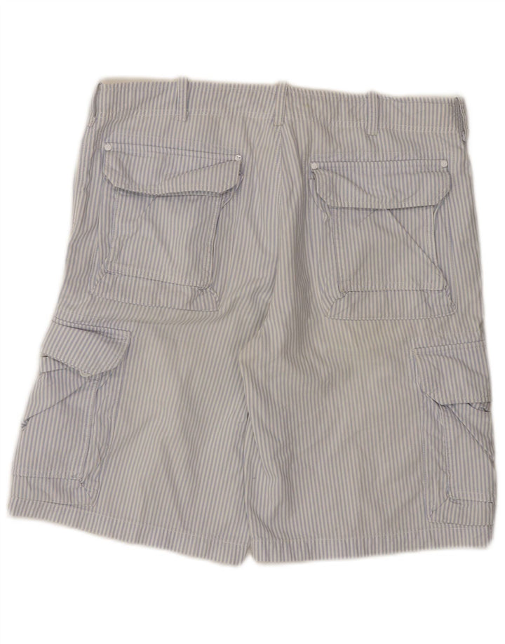 YUKO Short cargo pour homme IT 50 Large W36 en coton bleu à fines rayures