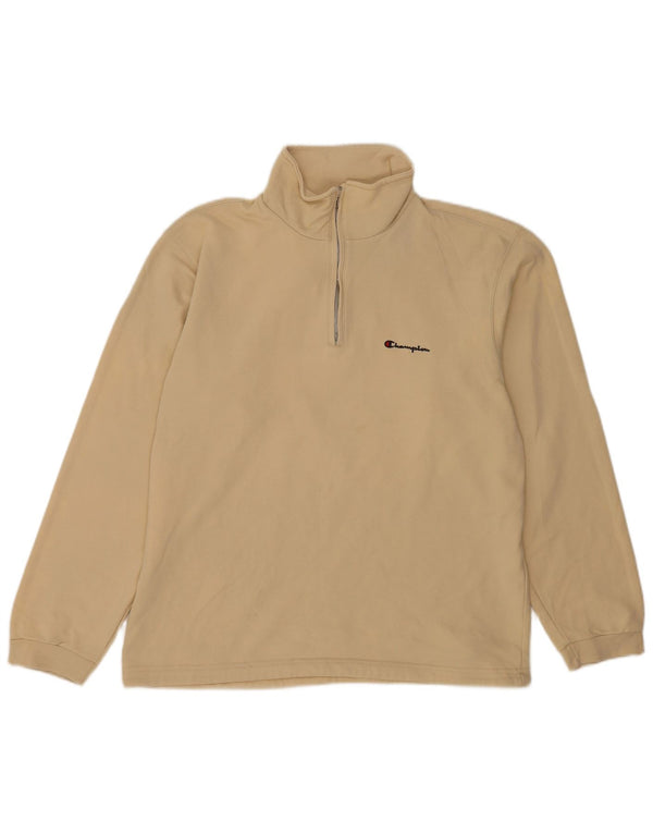 Champion Sweat-shirt col zippé pour homme XL en coton beige