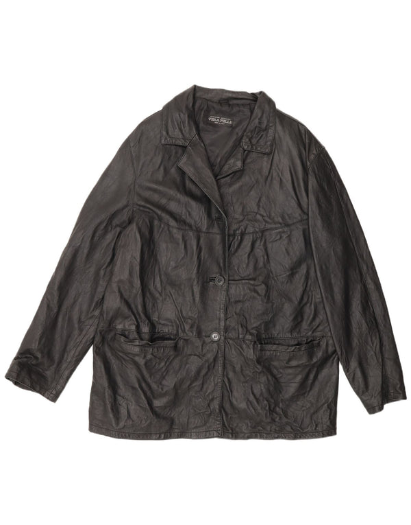 Lavorazione Artigianale Veste en cuir pour femme UK 16 Large Noir