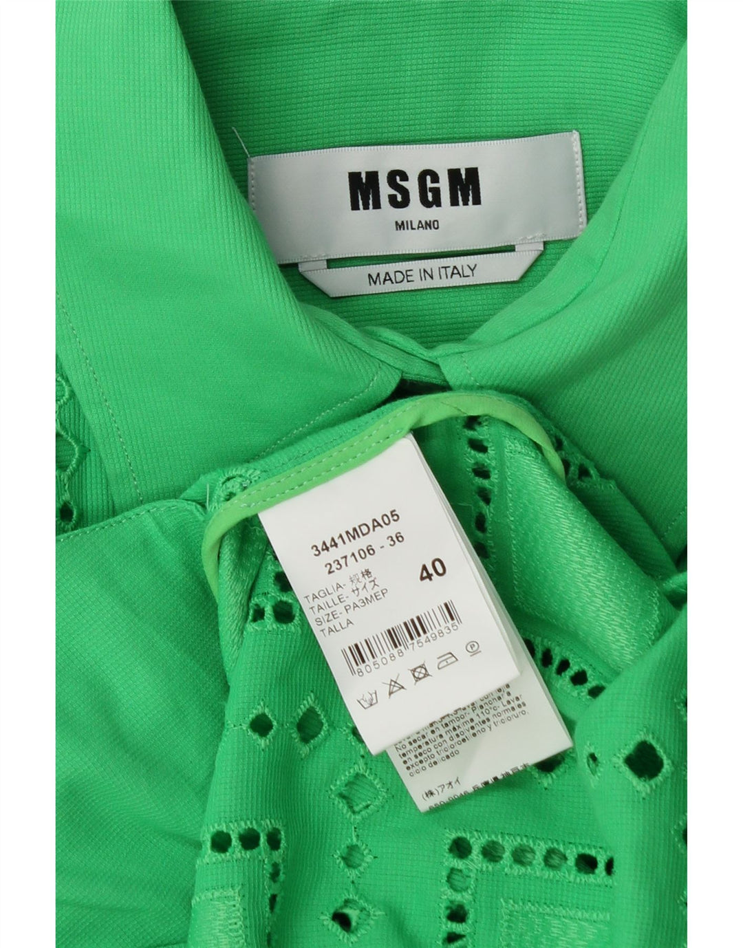 MSGM Robe chemise surdimensionnée pour femme IT 40 en coton géométrique vert moyen