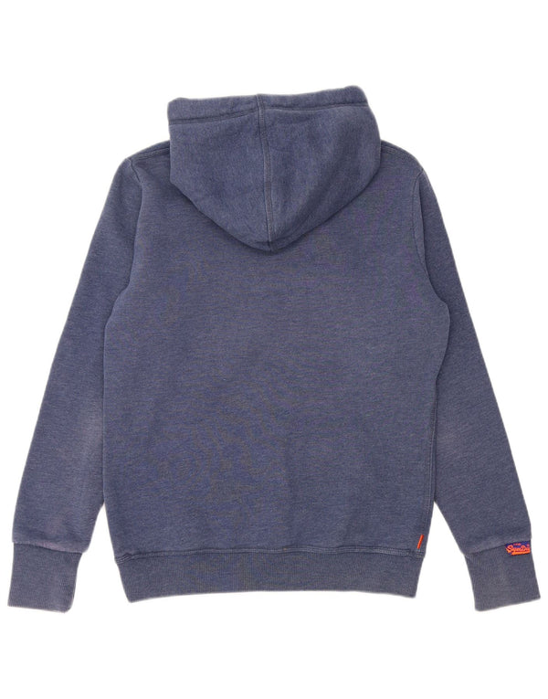SUPERDRY Pull à capuche graphique pour femme UK 14 Bleu marine moyen Coton