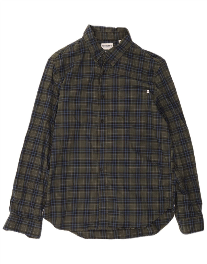 Timberland Chemise Regular Fit en Flanelle Homme Vert Moyen à Carreaux en Coton