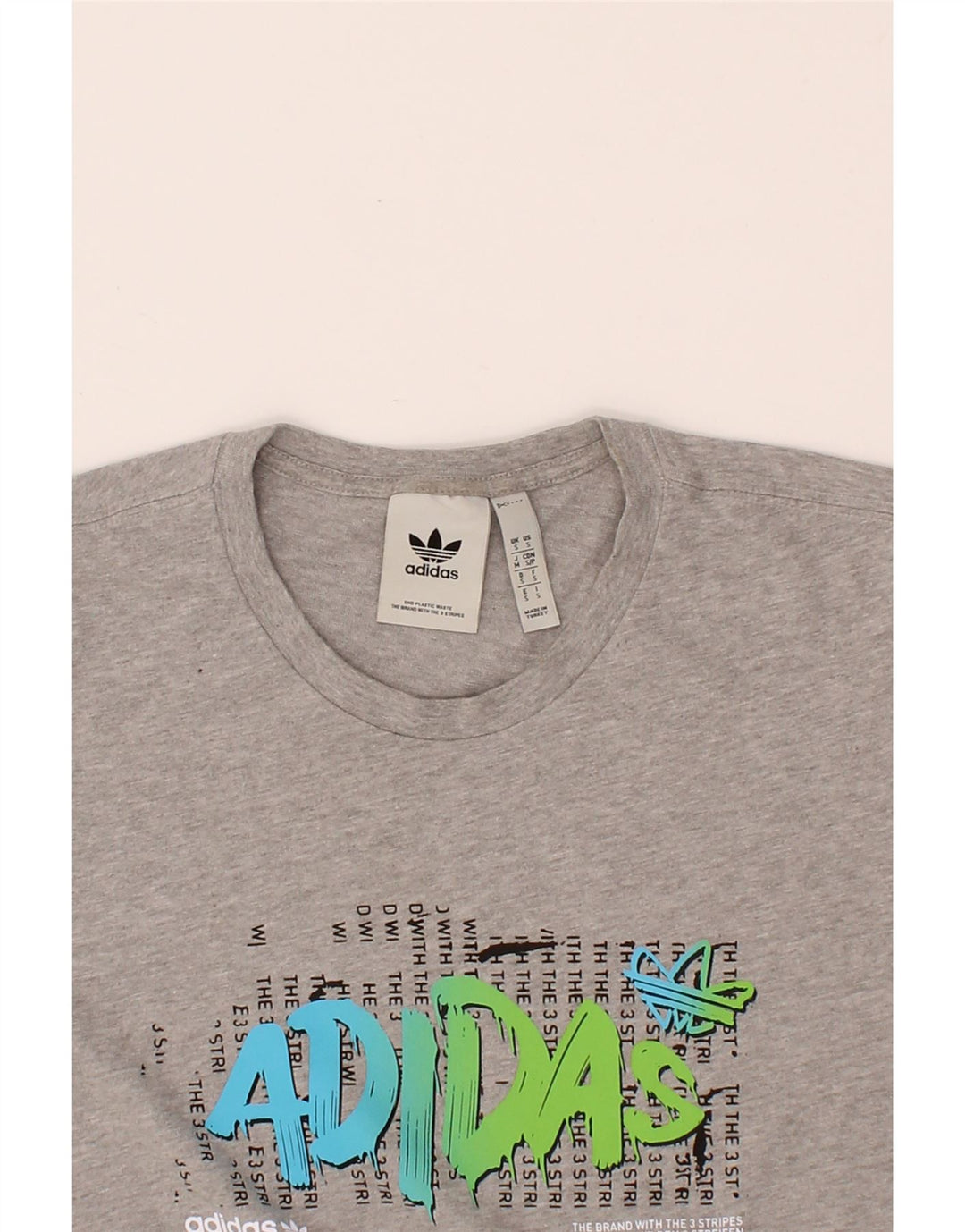ADIDAS Mens Graphic T-Shirt Top Small Grey Cotton Vintage Adidas and Second-Hand Adidas from Messina Hembry 
