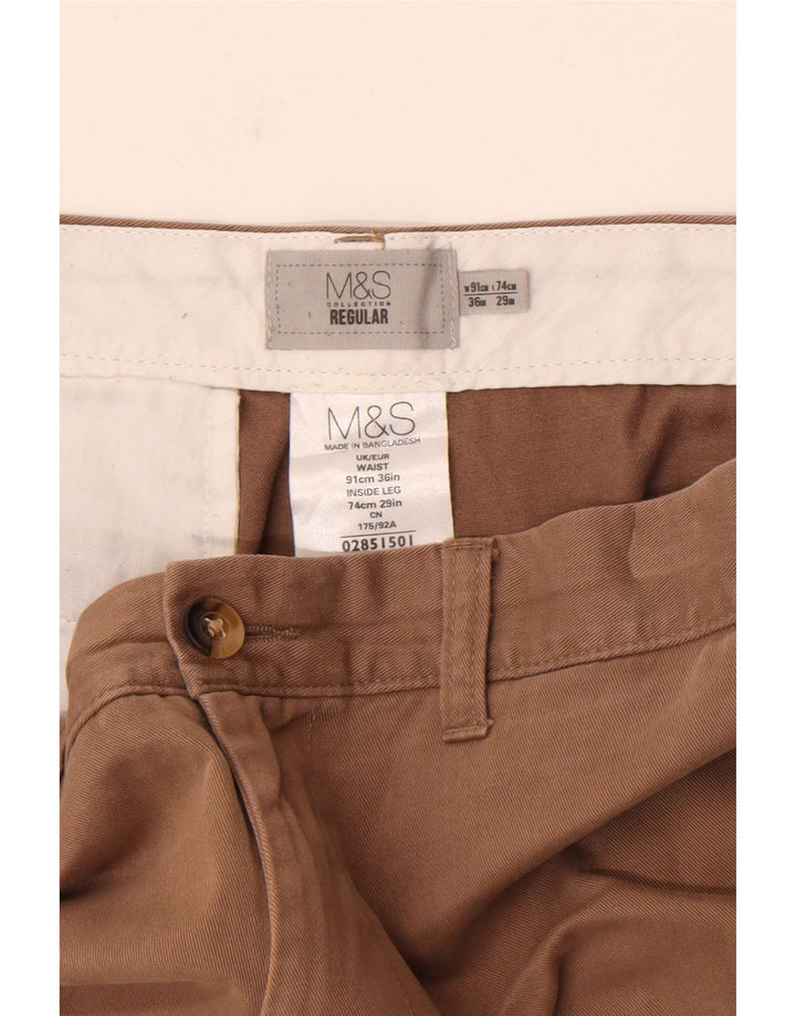 Marks & Spencer Pantalon Chino Coupe Regular Homme W36 L29 Marron Coton