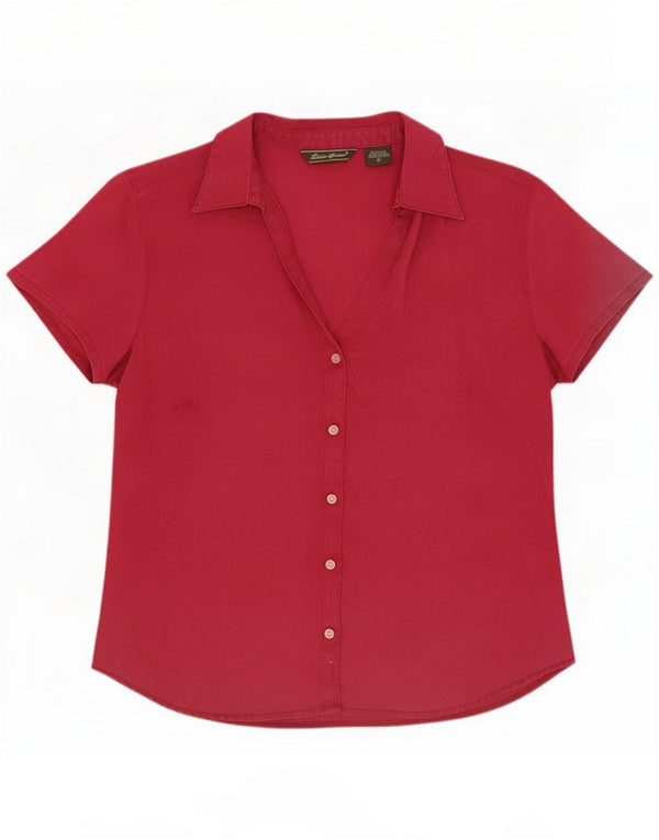 Eddie Bauer Chemise à manches courtes pour femme UK 14 Lin rose moyen