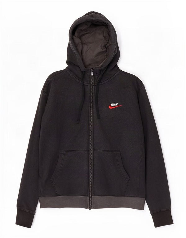 Nike Sweat à capuche zippé en coton color block noir moyen pour homme