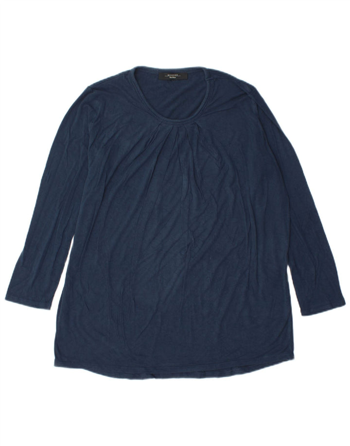 Max Mara Haut de week-end à manches longues pour femme UK 44 Bleu marine moyen Viscose