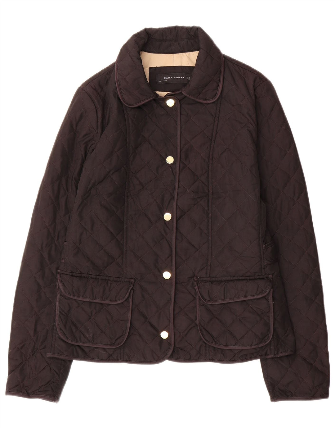 Zara Veste matelassée pour femme UK 14 Large Marron