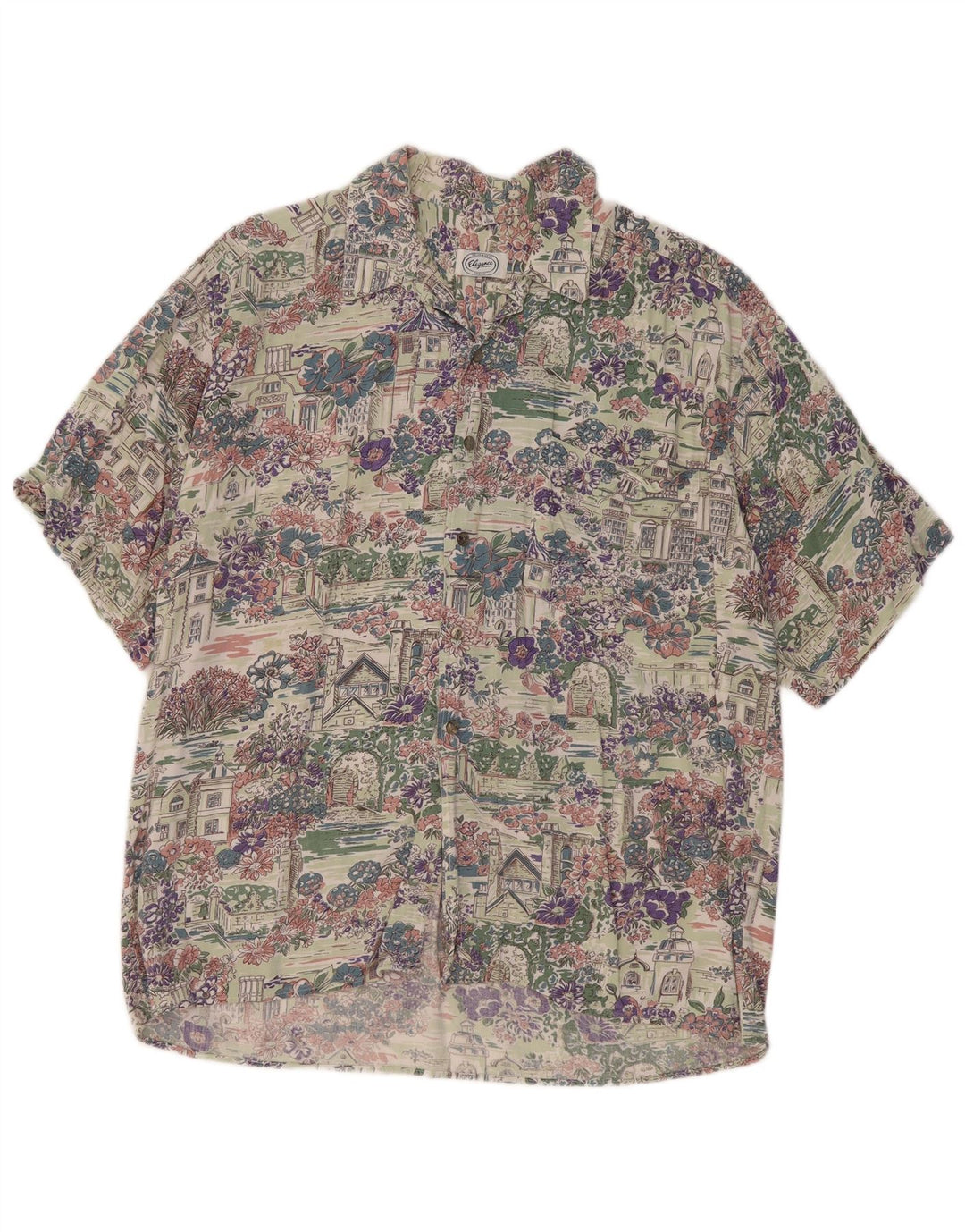ELEGANCE Chemise à Manches Courtes Homme Taille 41/42 Grand Floral Multicolore