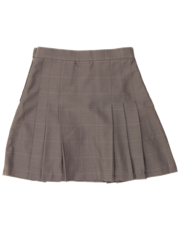 Mini jupe plissée femme vintage IT 42 Medium W28 laine à carreaux gris