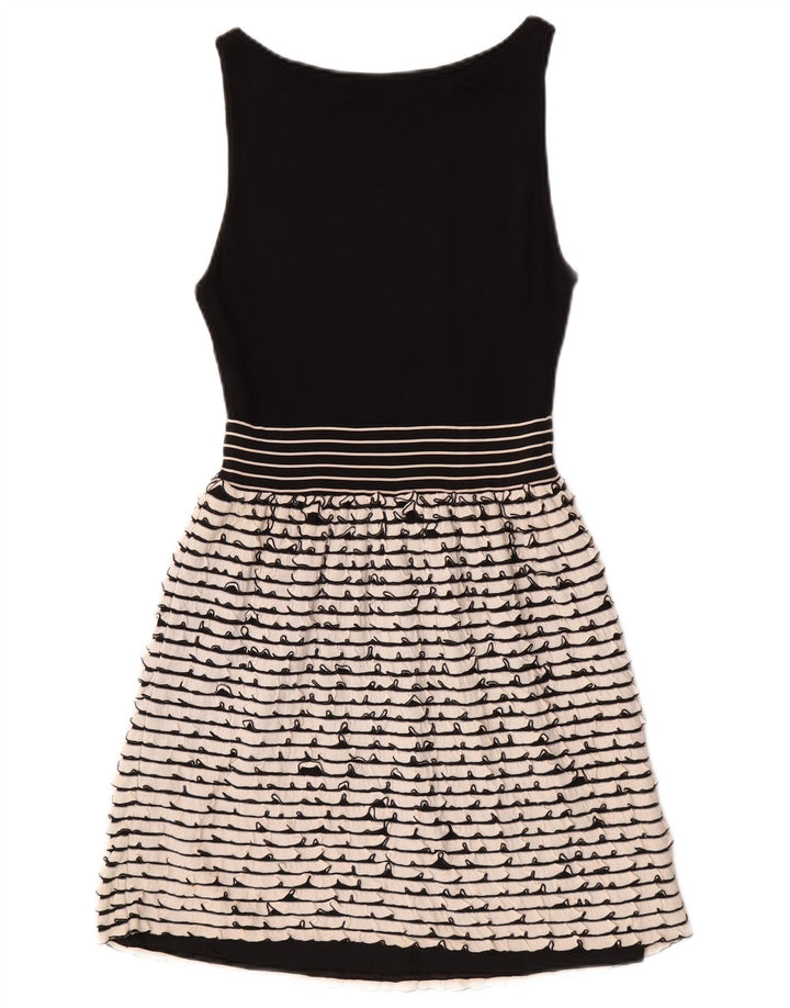 Zara Robe basique sans manches pour femme UK 8 Small Noir Rayé