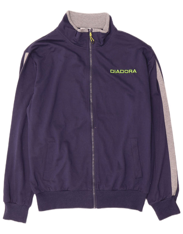 Diadora Womens Tracksuit Top Jacket UK 18 XL Navy Blue Colourblock