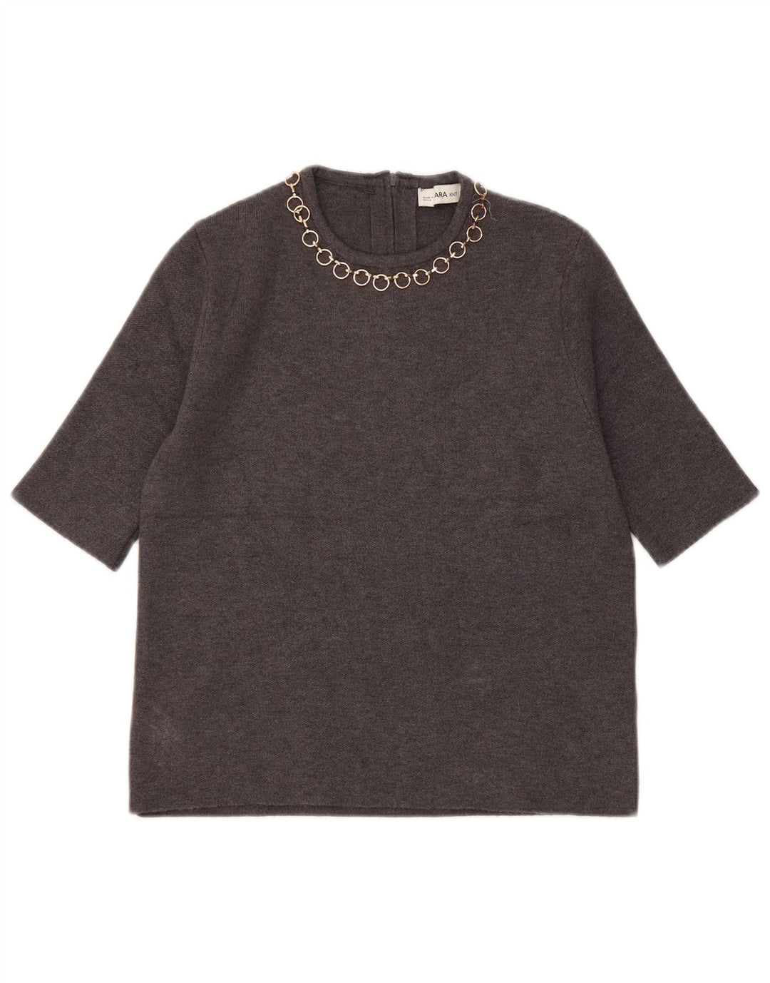 Zara Womens Crop Blouse Top UK 10 Petit Gris Viscose
