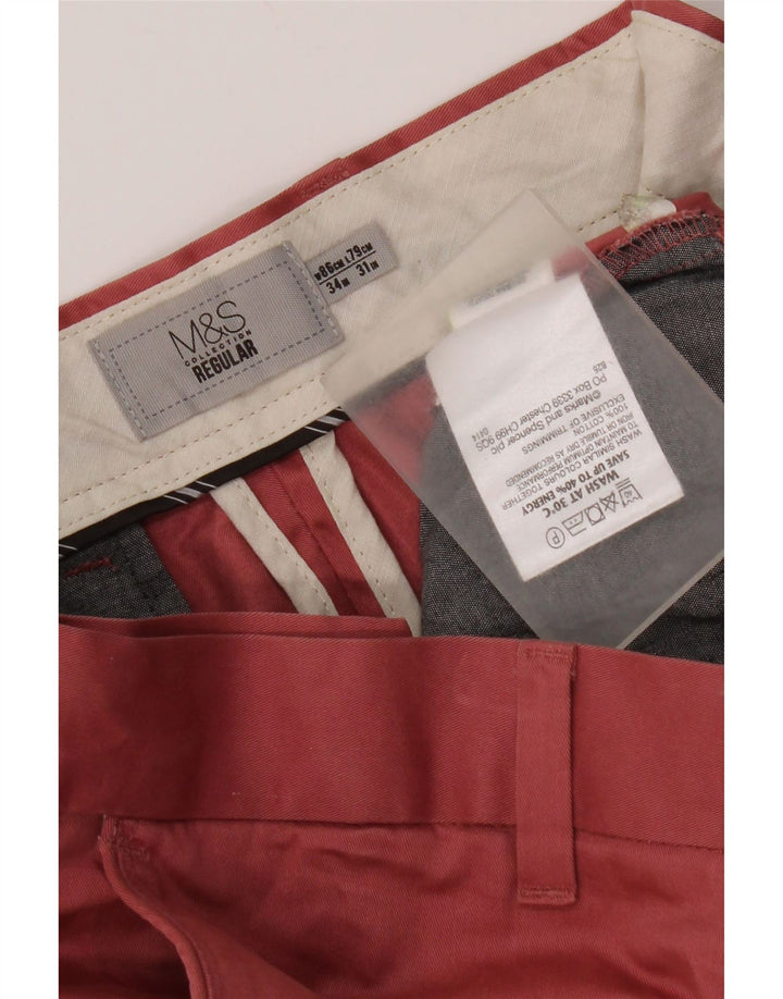 Marks & Spencer Pantalon Chino Coupe Regular Homme W34 L31 Rouge Coton
