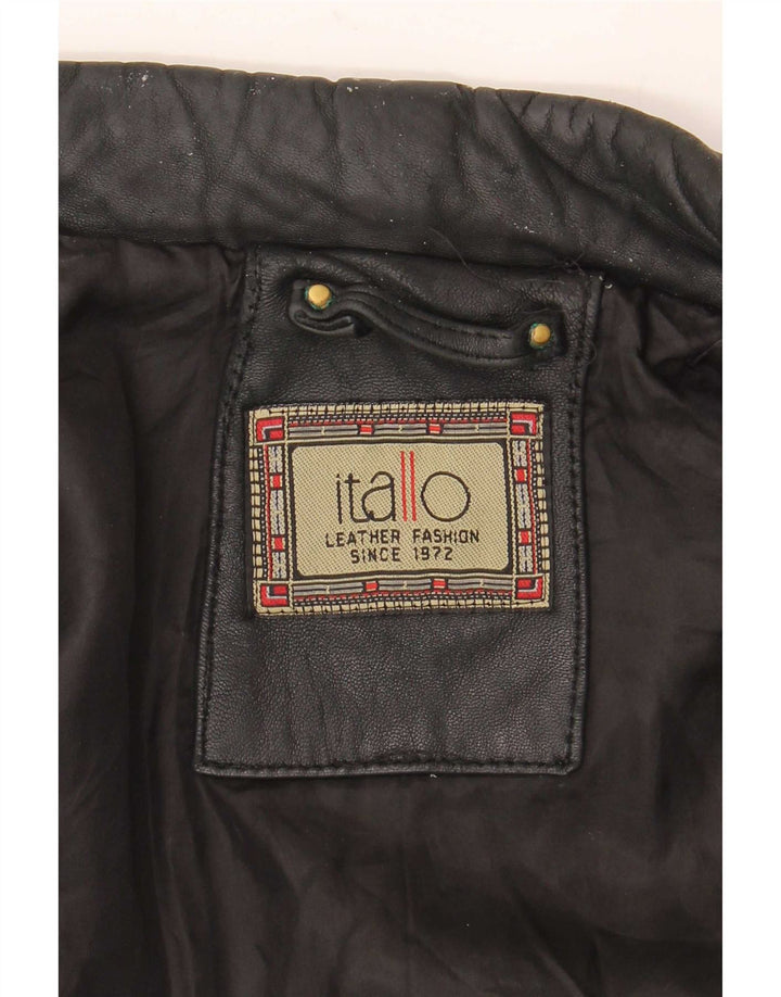 Itallo Veste en cuir pour homme UK 40 Large Noir