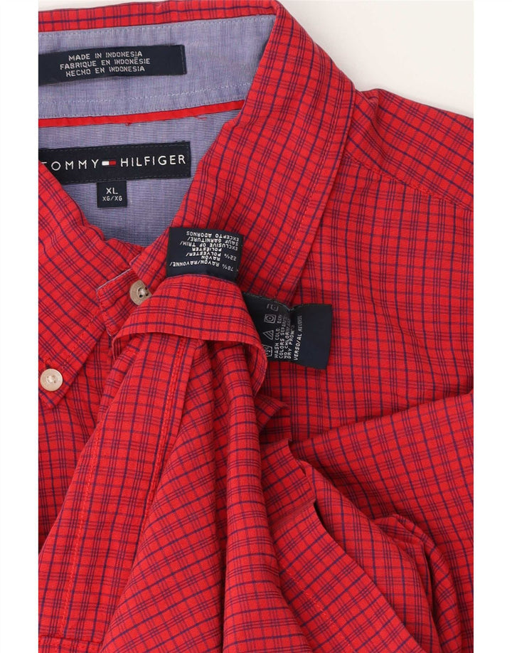 Tommy Hilfiger Chemise à manches courtes pour homme XL Rayonne vichy rouge