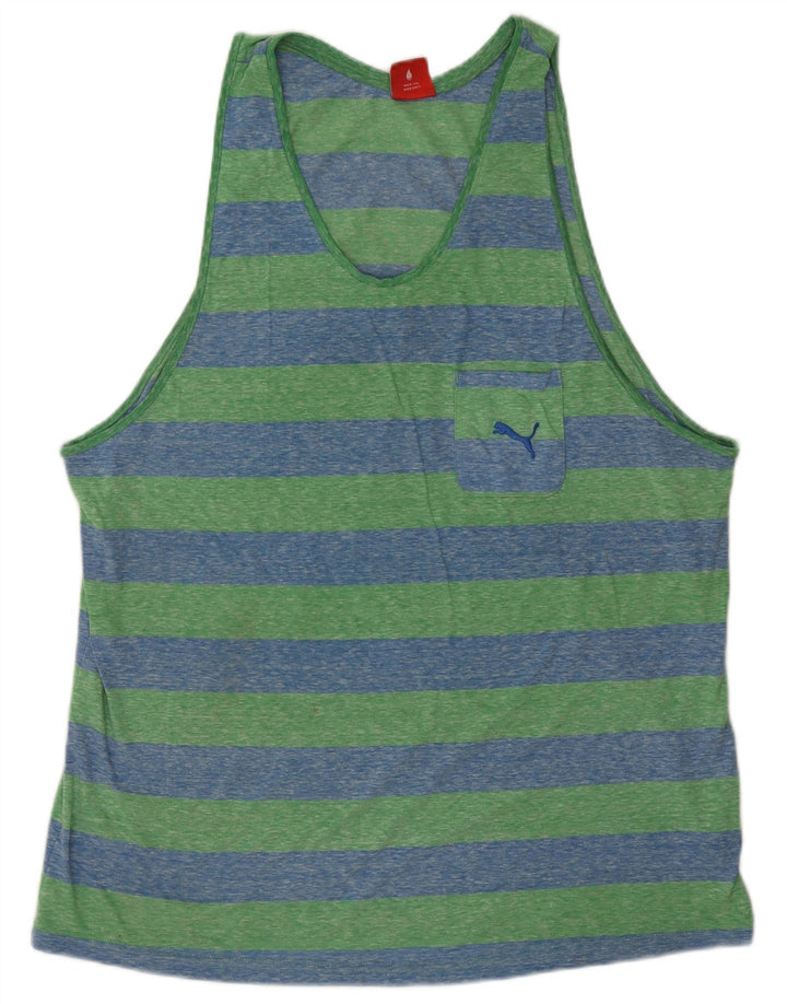 Puma Débardeur XL Homme Vert Rayé Coton