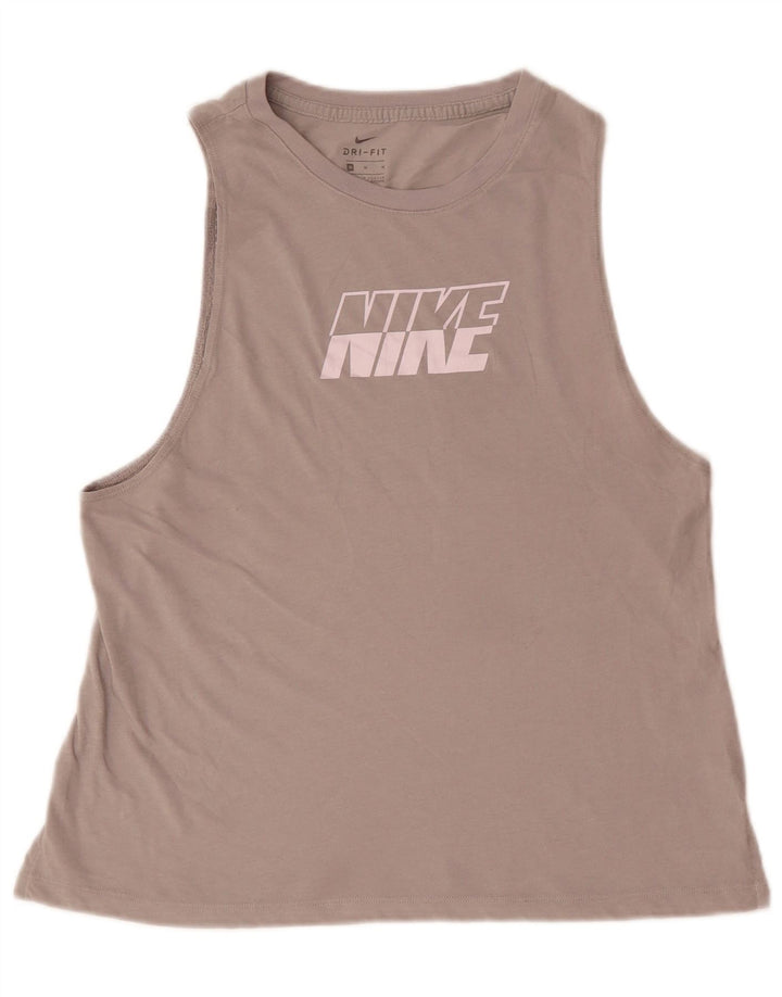 NIKE Débardeur graphique Dri Fit pour femme UK 14 Gris moyen en coton