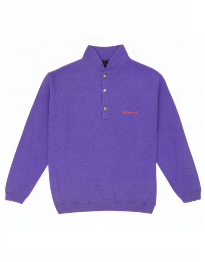 Henri Lloyd Pull à col boutonné pour homme Petite laine vierge violette