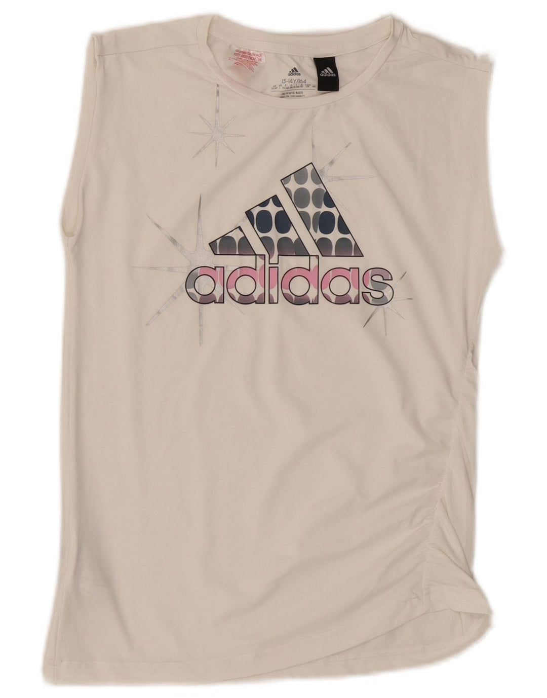Adidas Débardeur Graphique Fille 13-14 Ans Blanc Cassé Polyester