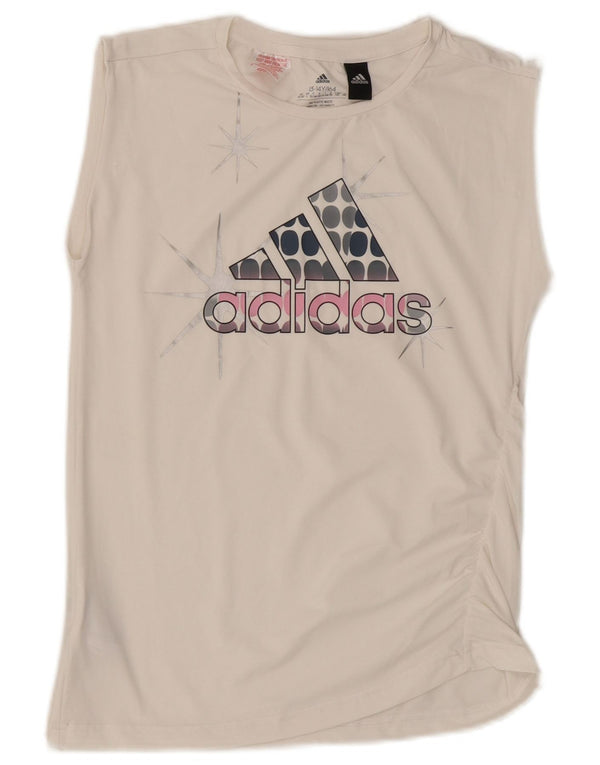 Adidas Débardeur Graphique Fille 13-14 Ans Blanc Cassé Polyester
