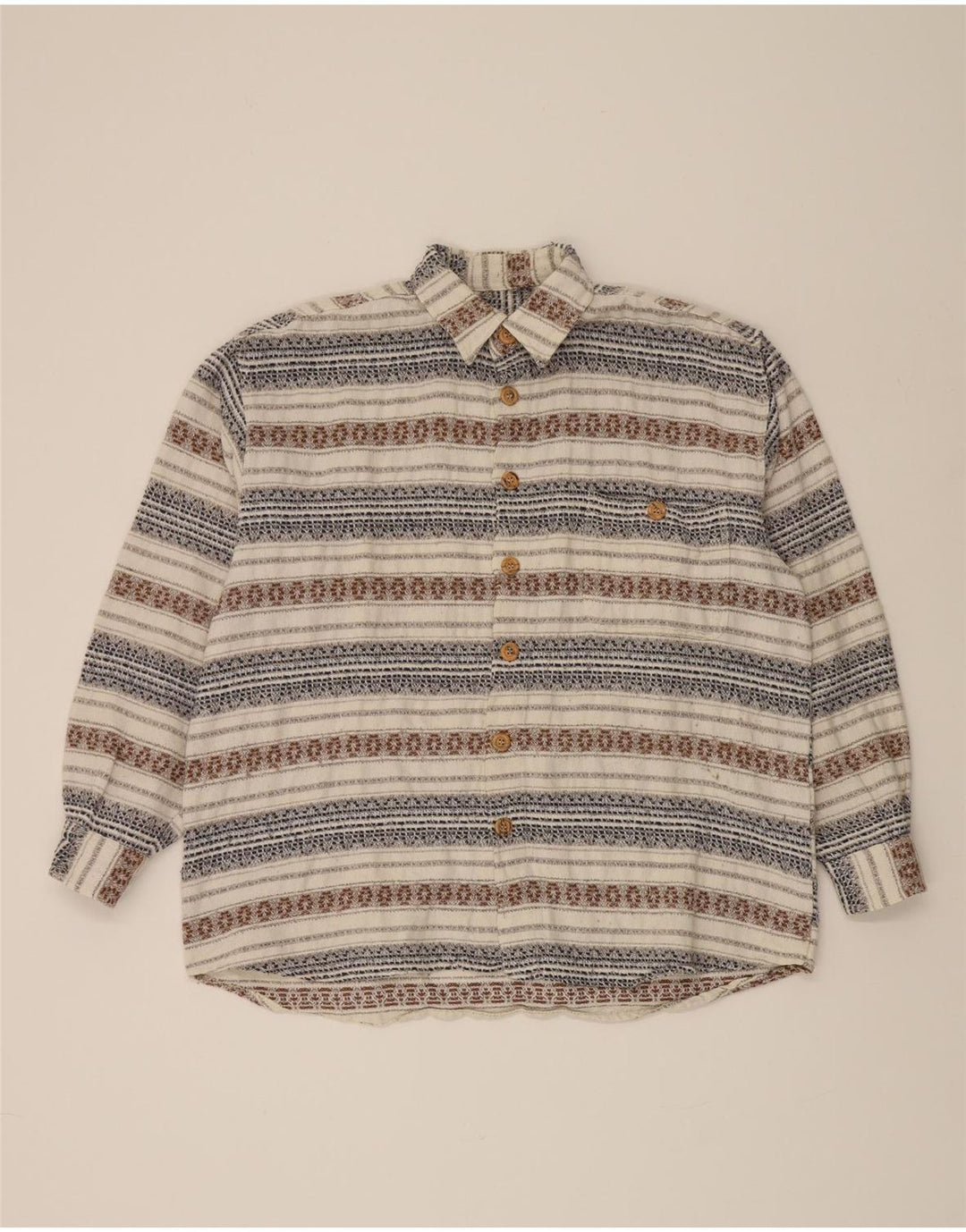 BERTO LUCCI Mens Shirt Size 15 1/2 Medium Beige Striped Cotton Vintage Berto Lucci and Second-Hand Berto Lucci from Messina Hembry 