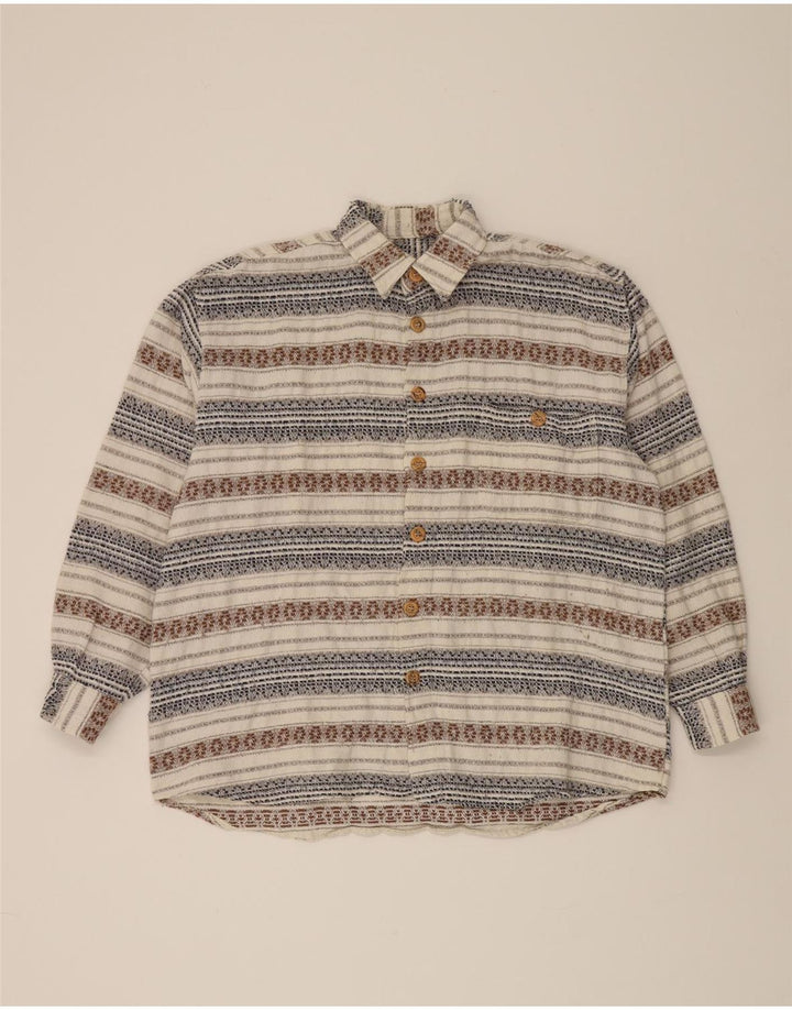 BERTO LUCCI Mens Shirt Size 15 1/2 Medium Beige Striped Cotton Vintage Berto Lucci and Second-Hand Berto Lucci from Messina Hembry 