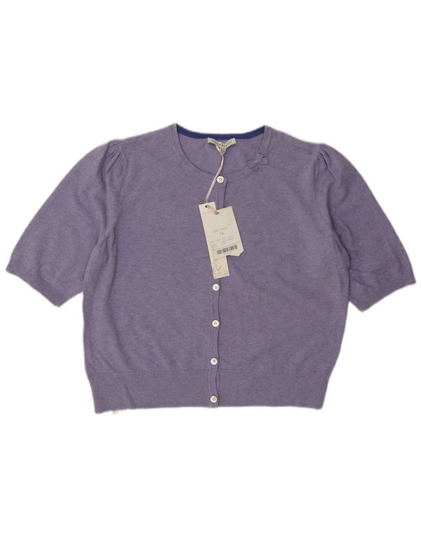 Laura Ashley Pull Boléro à Manches Courtes pour Femme UK 16 Grand Coton Violet