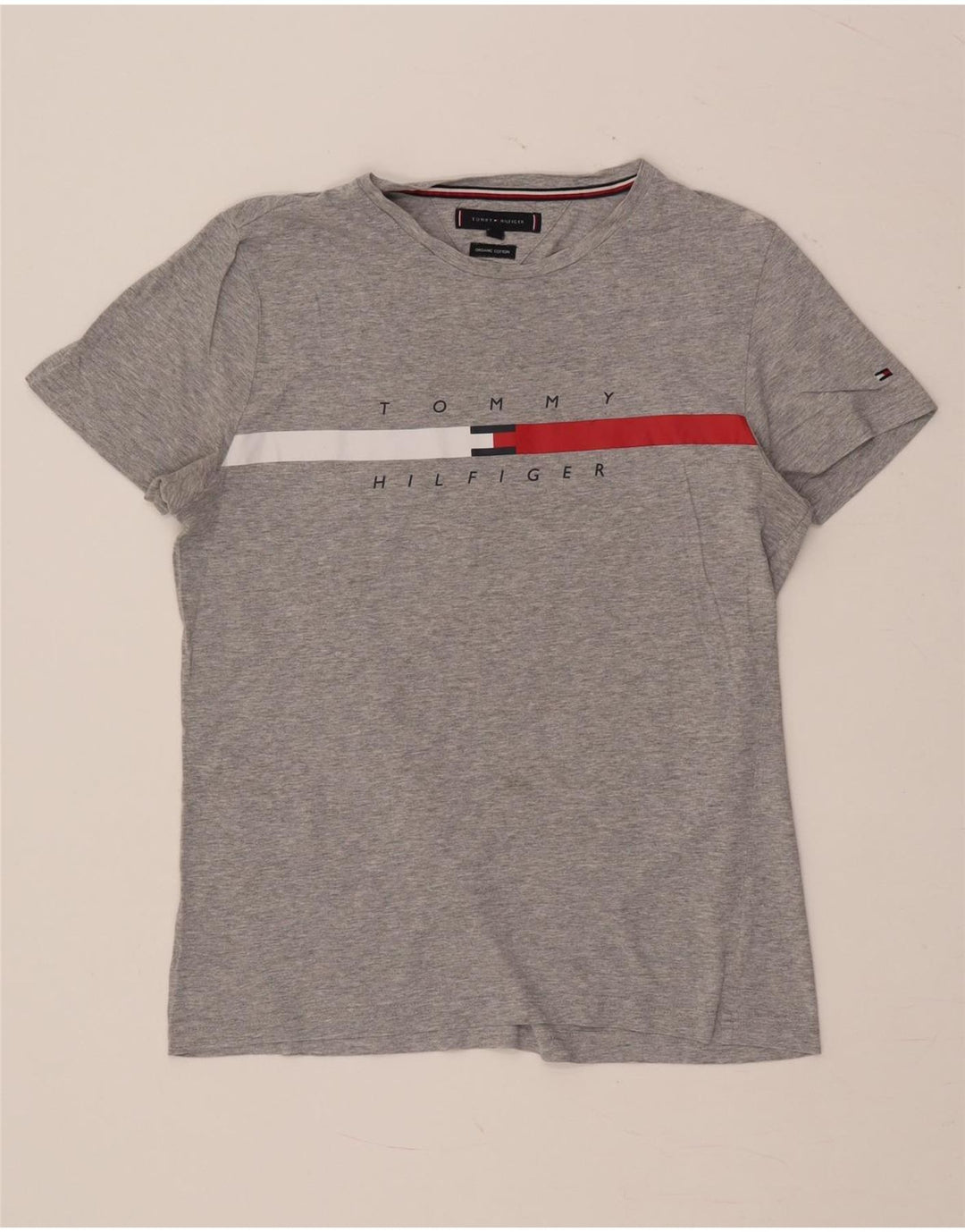 Tommy Hilfiger T-Shirt Graphique Homme Petit Gris Coton