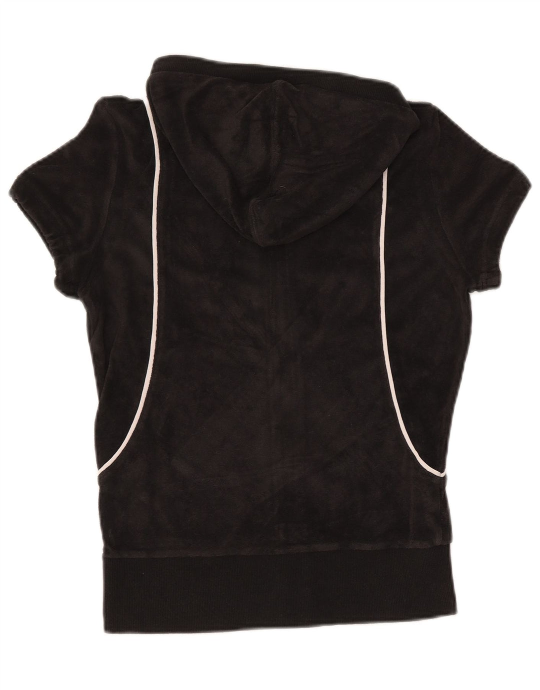 PUMA Pull à capuche zippé en velours à manches courtes pour femme UK 12 Noir moyen