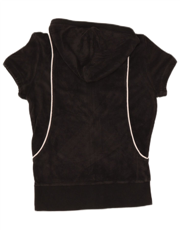 PUMA Pull à capuche zippé en velours à manches courtes pour femme UK 12 Noir moyen