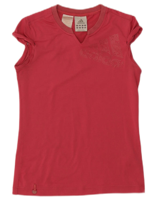 Adidas Filles Climalite Graphic T-Shirt Top 11-12 ans Rose Polyester