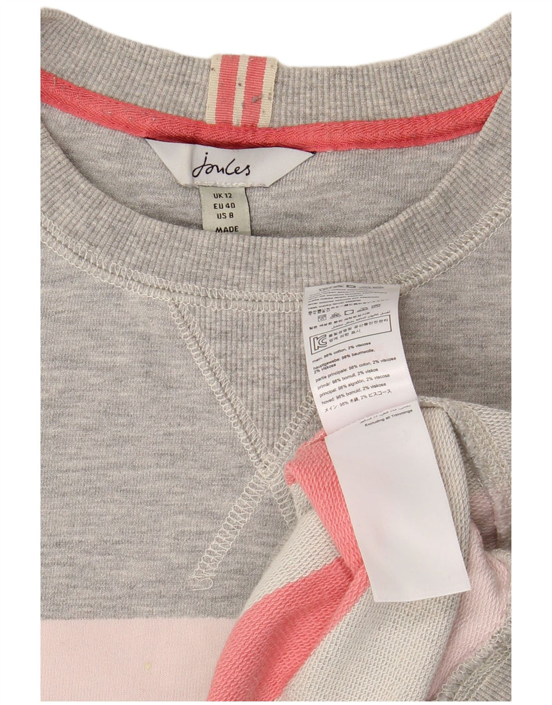 JOULES Sweat-shirt pour femme UK 42 en coton rayé gris moyen