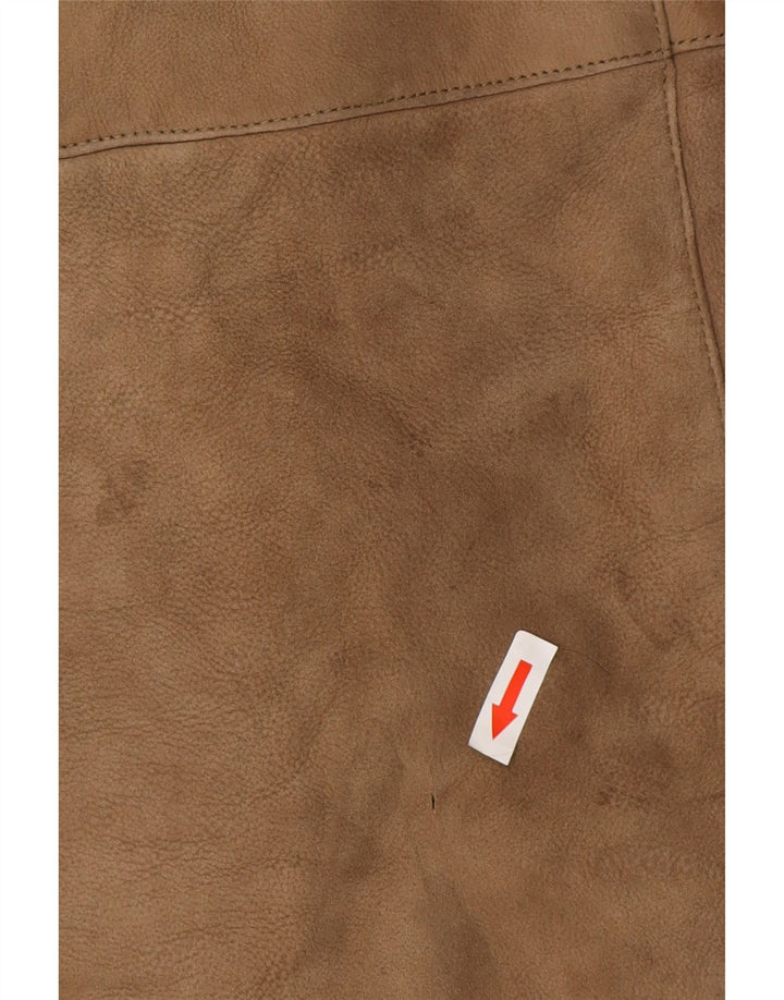 vintage Femmes Manteau en peau de mouton surdimensionné UK 10 Petit Brun