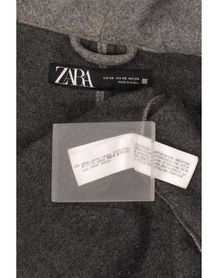 Zara Manteau surdimensionné à capuche pour femme UK 6 XS Gris Polyester