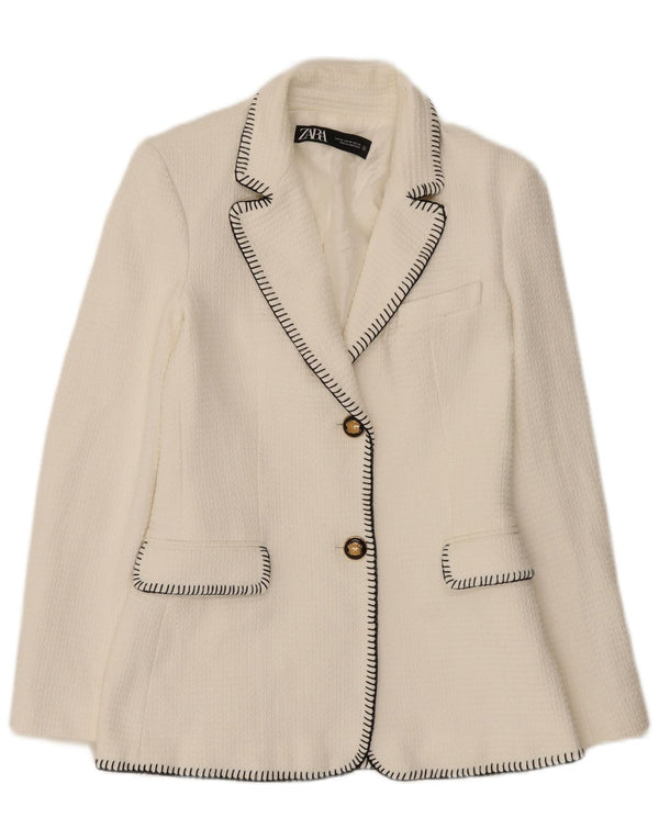 Zara Veste blazer à 2 boutons pour femme UK 6 XS Blanc