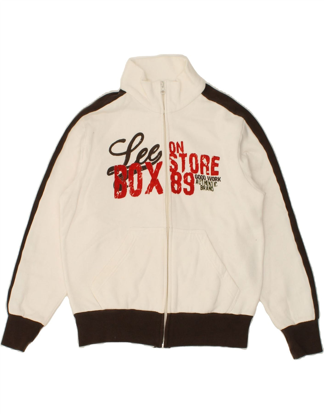 LEE Boys Graphic Tracksuit Top Jacket 11-12 Years Medium White Colourblock Vintage Lee and Second-Hand Lee from Messina Hembry 