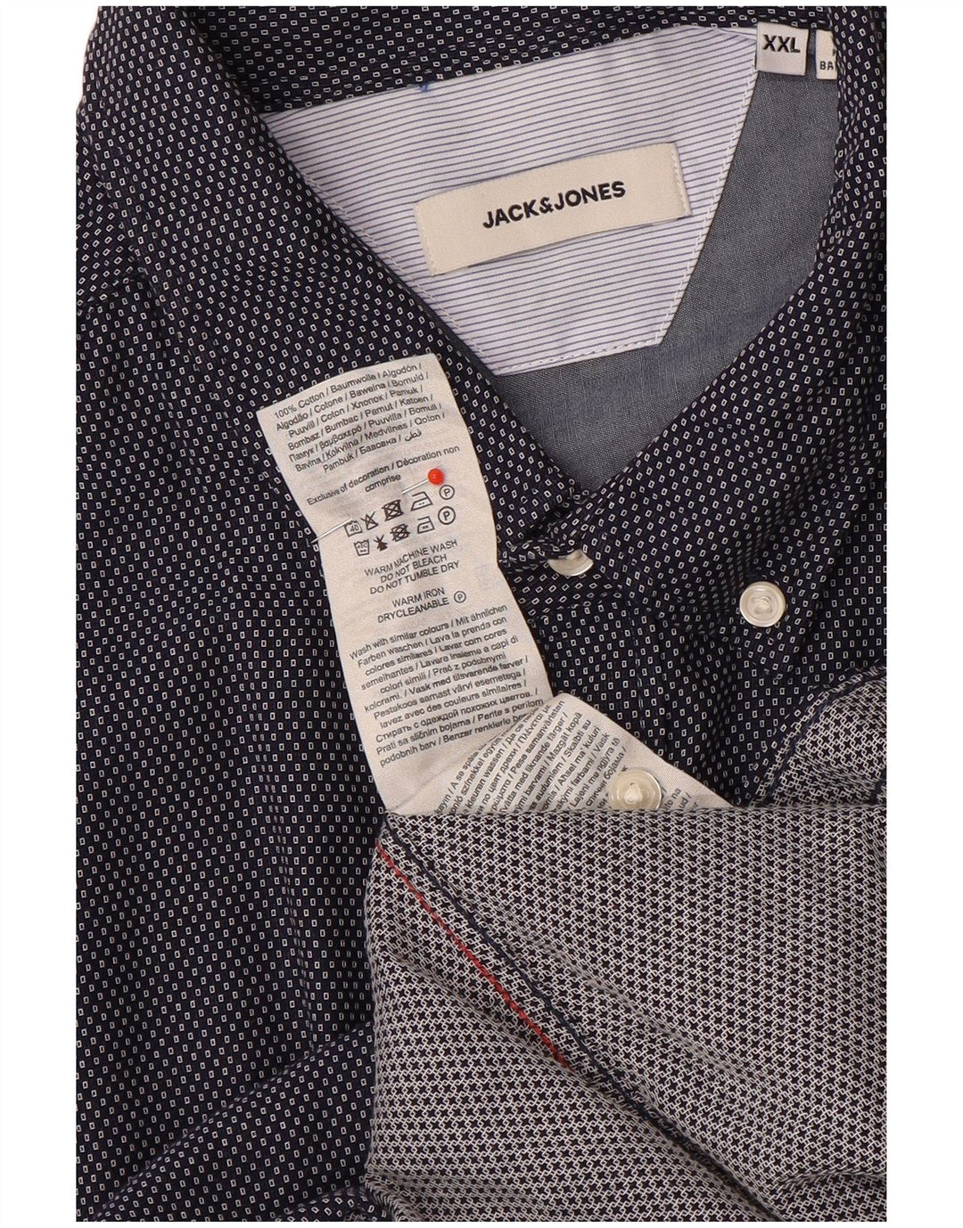 Jack & Jones Chemise Homme 2XL Bleu Marine Géométrique Coton