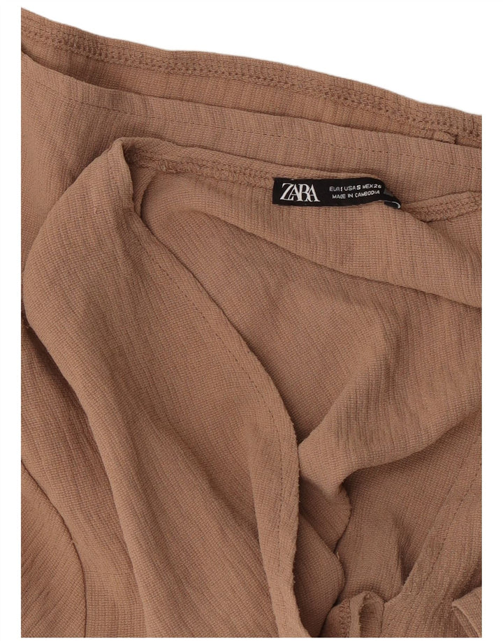 Zara Chemisier à manches 1/2 pour femme UK 10 Small Marron