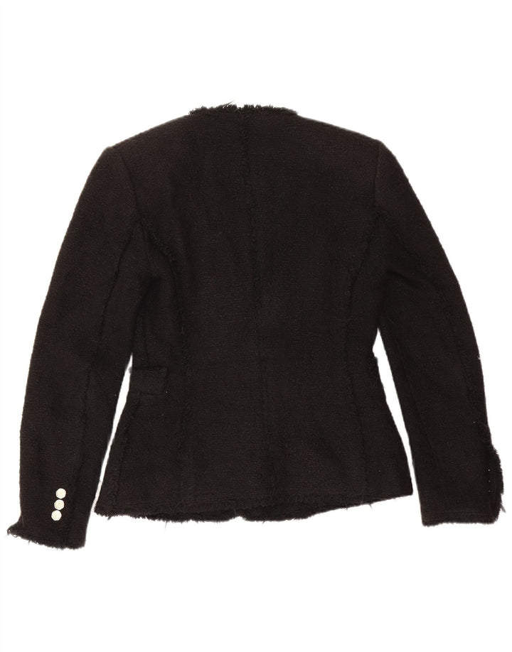 Zara Veste Blazer Double Boutonnage Femme UK 6 XS Coton Noir