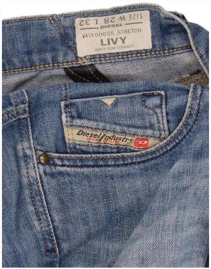 DIESEL Femme Livy Jean Droit Super Slim W28 L32 Bleu Coton