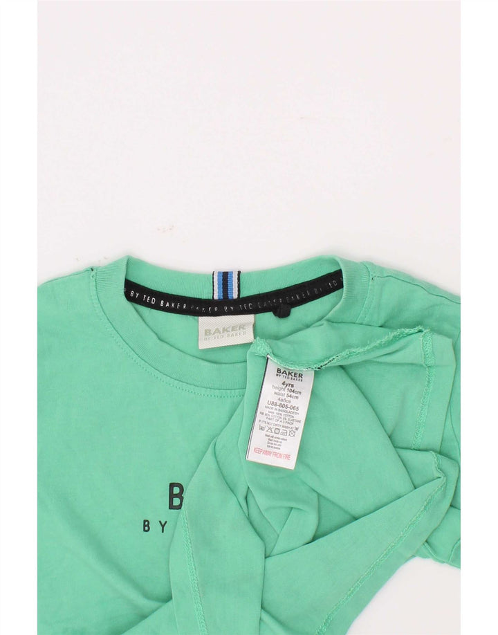 Ted Baker T-Shirt Graphique Garçon 3-4 Ans Vert Coton