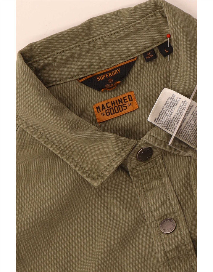 Superdry Surchemise Chemise Large Kaki Coton Homme