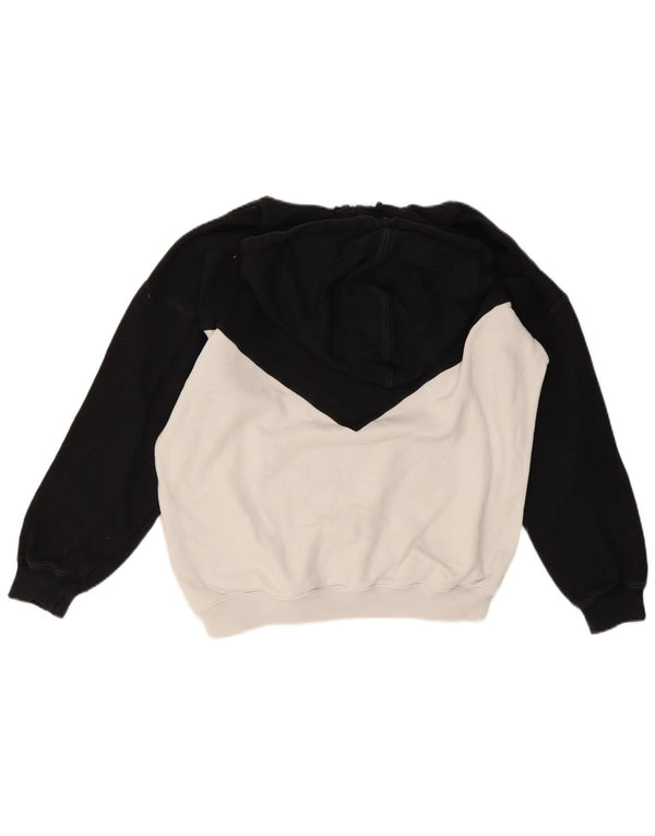 Adidas Pull à capuche surdimensionné graphique pour femme UK 6 XS Noir Colourblock
