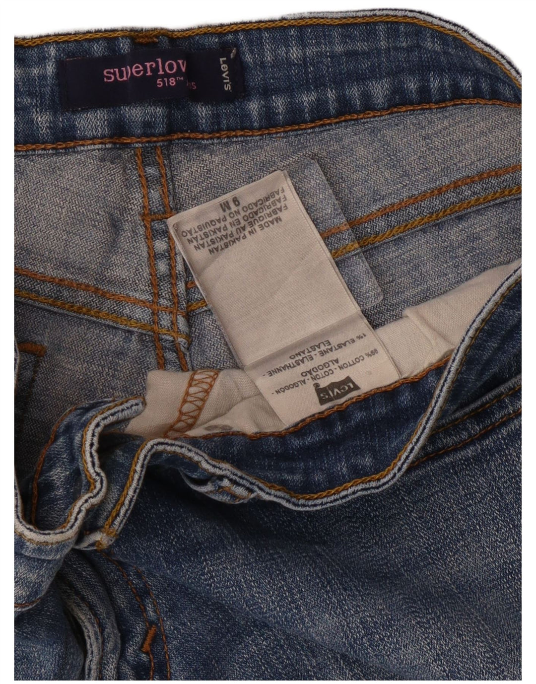 Levi's Jean bootcut super bas 518 femme US 9 Medium W30 L31 Bleu Coton