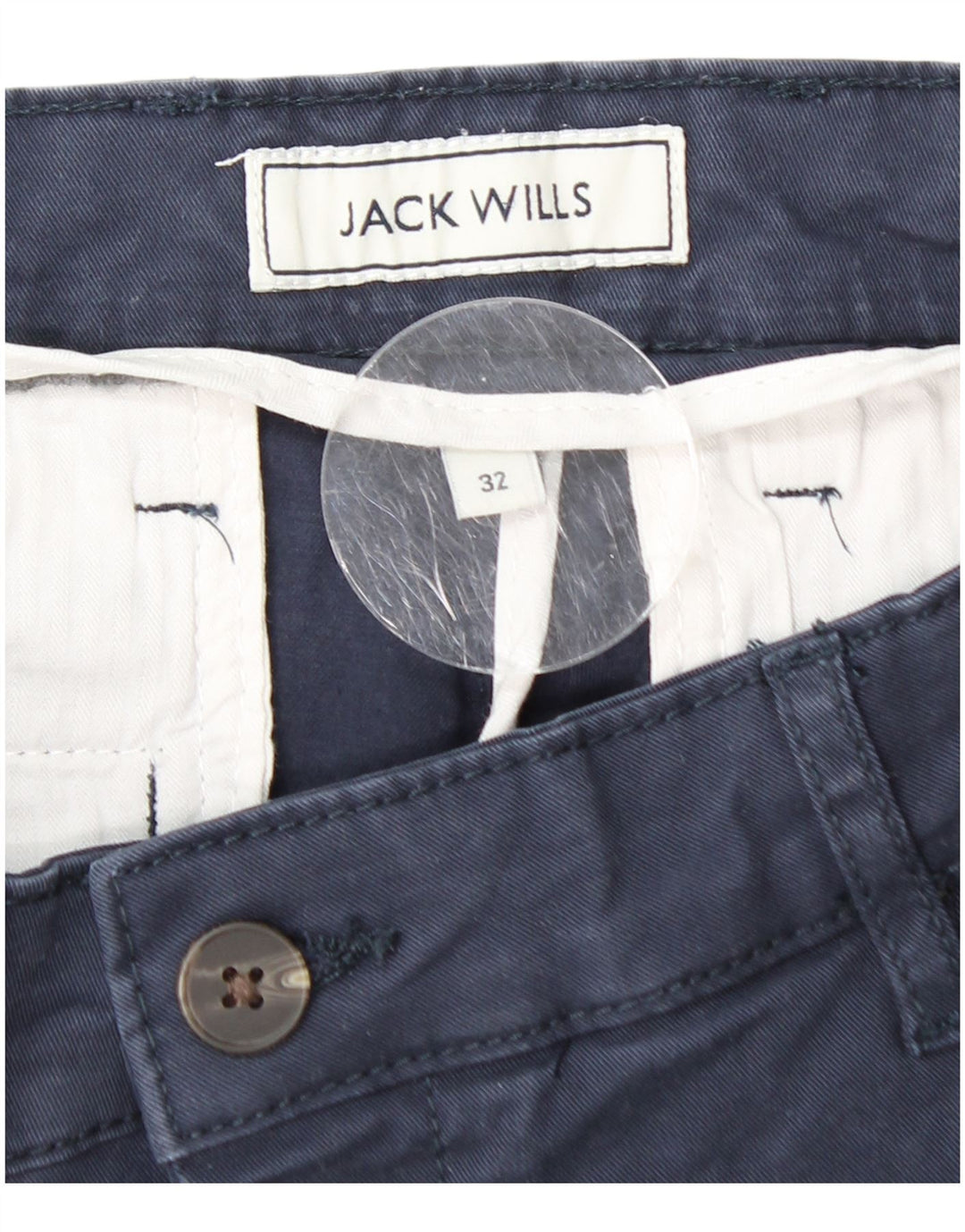 JACK WILLS Short Chino Homme Coupe Slim W32 Bleu Marine Moyen Coton