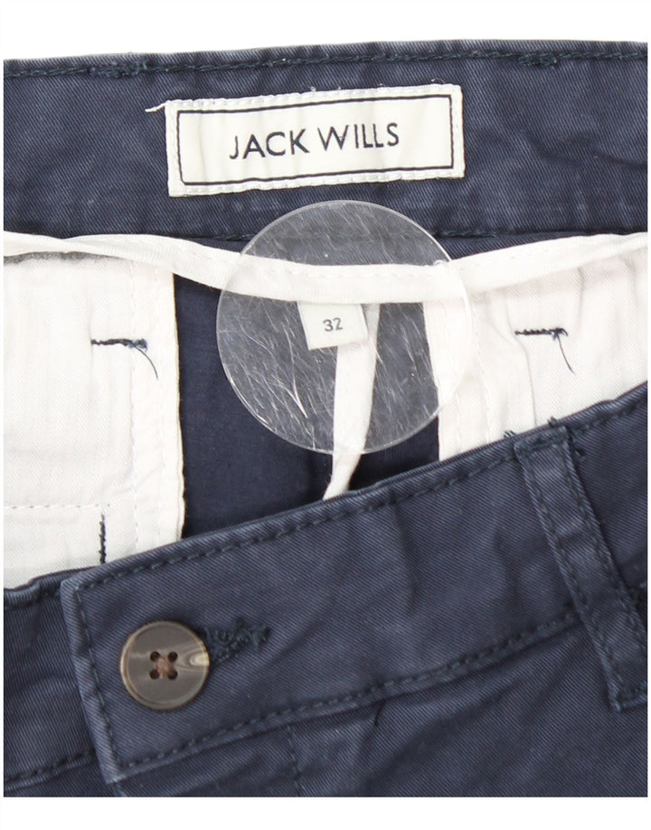JACK WILLS Short Chino Homme Coupe Slim W32 Bleu Marine Moyen Coton