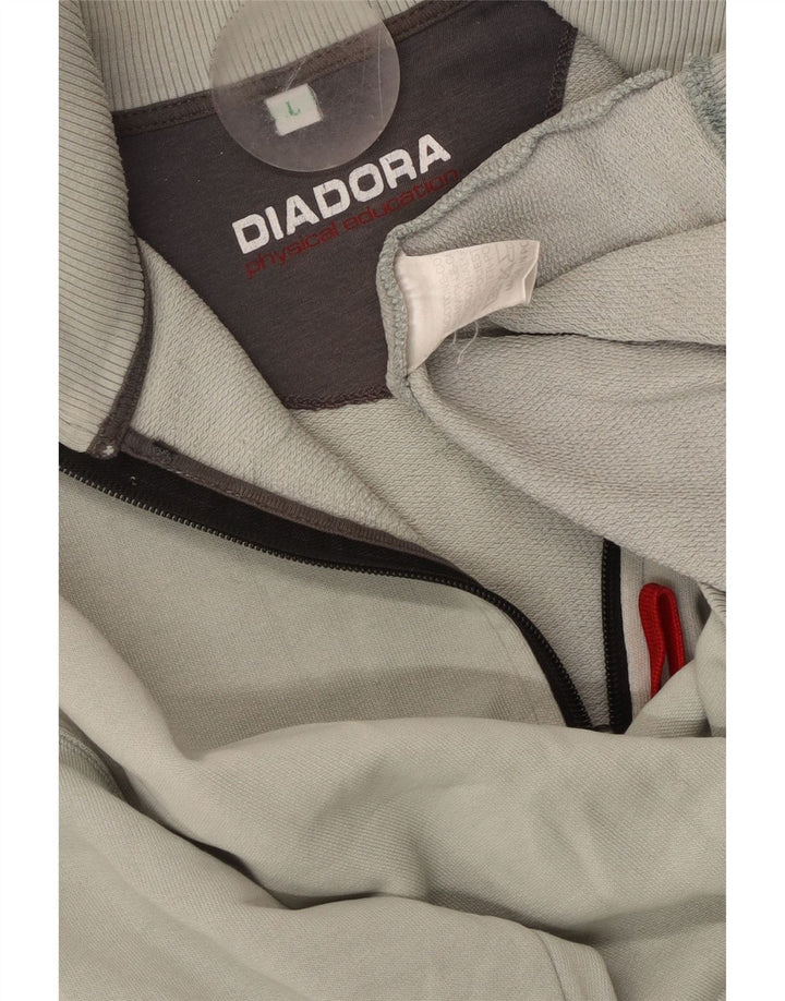 DIADORA Sweat-shirt graphique à col zippé pour hommes, grand coton gris