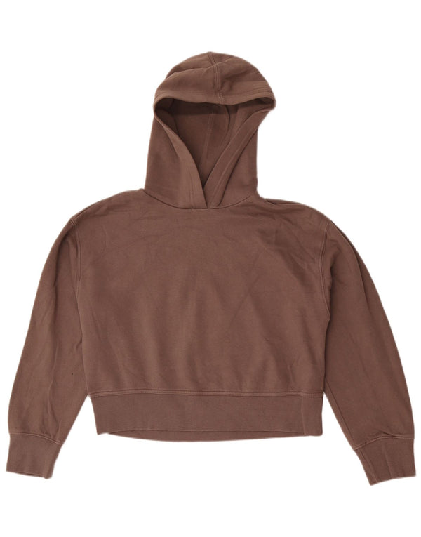 Zara Femme Crop Oversize Sweat à capuche UK 10 Petit Gris Coton